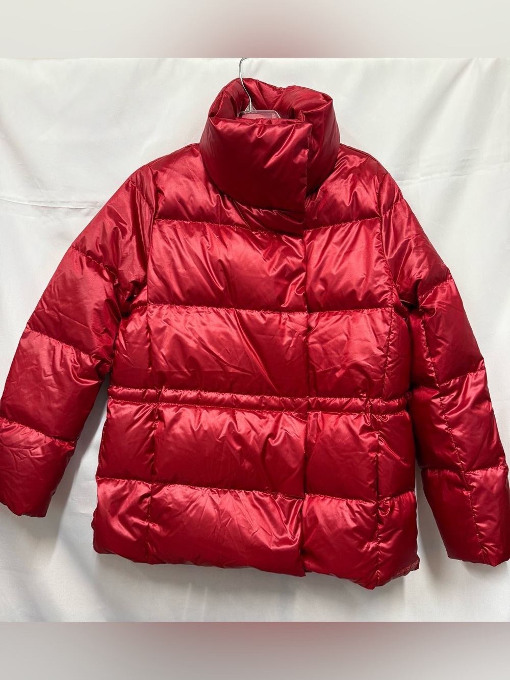 Lands' End Red Shiny Quilted Puffer Coat